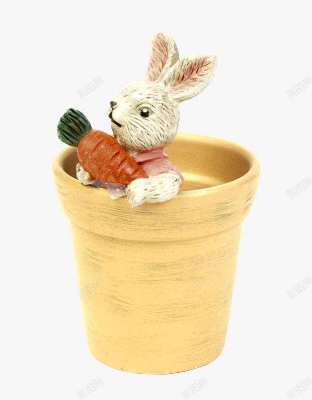 在花盆里的兔子抱胡萝卜png免抠素材_新图网 https://ixintu.com 产品实物 兔子胡萝卜 可爱 图片 摆件