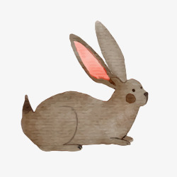灰红色卡通趴着的兔子矢量图素材