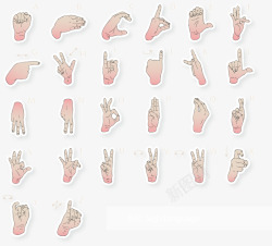 字母手势26个手势字母贴纸矢量图高清图片