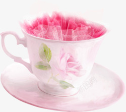 线描茶杯下午茶装饰粉红色下午茶茶杯高清图片