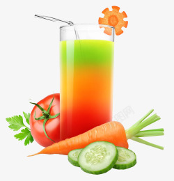 卡通分层蔬菜汁果汁饮品素材