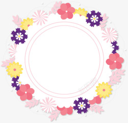 粉红彩色花朵边框矢量图素材