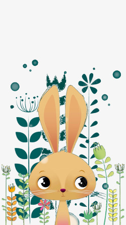 可爱手绘平铺小兔子装饰图素材