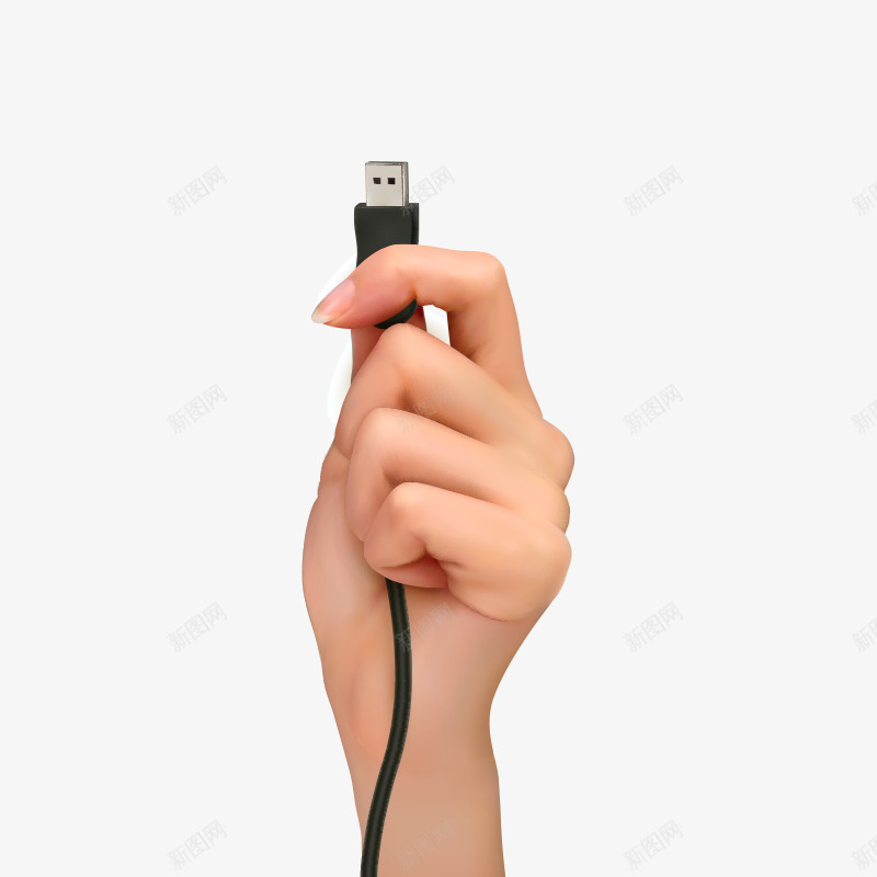 手拿数据线png免抠素材_新图网 https://ixintu.com 手势 手掌 数据线