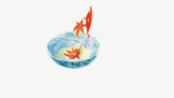 瓷碗中的红色枫叶手绘海报背景素材
