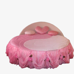 情侣床粉红色情趣圆床高清图片