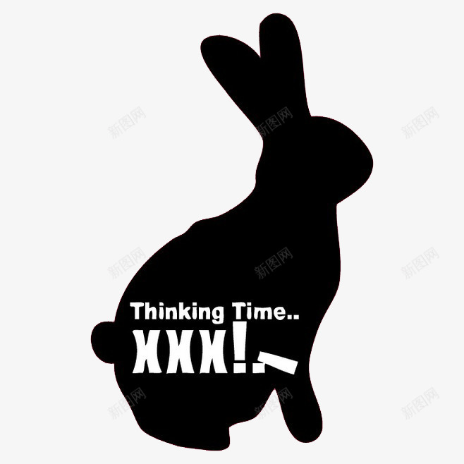 黑色兔子图标png_新图网 https://ixintu.com 图案 标志 装饰 设计