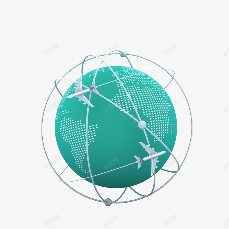 绿色地球航空航线分布png免抠素材_新图网 https://ixintu.com 交通 地球 绿色 航空 航线 飞机 飞机航线