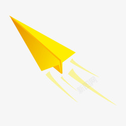 黄色折纸纸飞机卡通飞起来的纸飞机矢量图高清图片