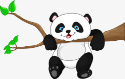 爬树枝的熊猫熊猫矢量图高清图片