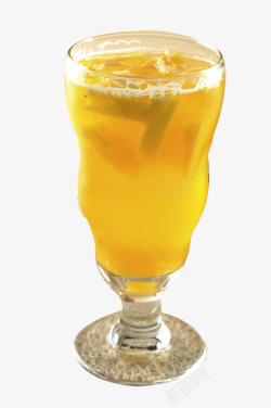 黄色凉茶高脚杯装柠檬鲜果茶高清图片