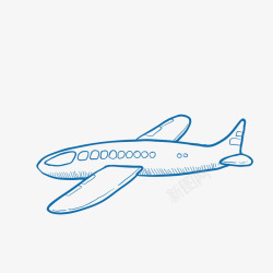 蓝色素描飞机图画素材