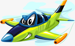 拟人飞机绿色飞机矢量图高清图片