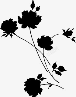 黑色炫酷个性花朵素材