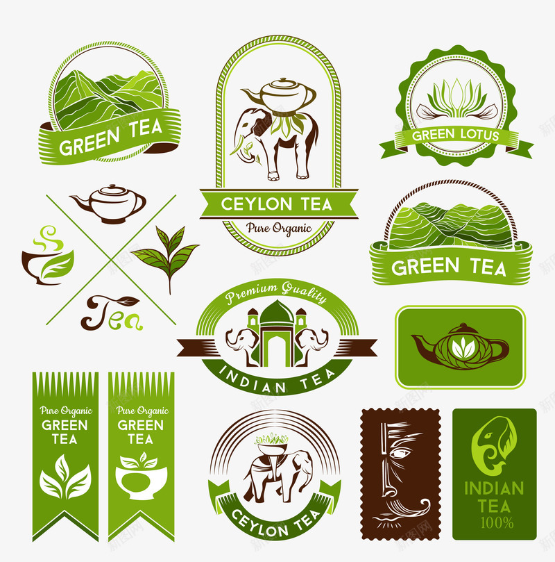 泰国绿色清新茶叶图标png_新图网 https://ixintu.com 图标 大象 泰国 泰国标志性建筑 清新 绿色 茶叶 茶壶