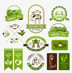 泰国标志性建筑泰国绿色清新茶叶图标高清图片
