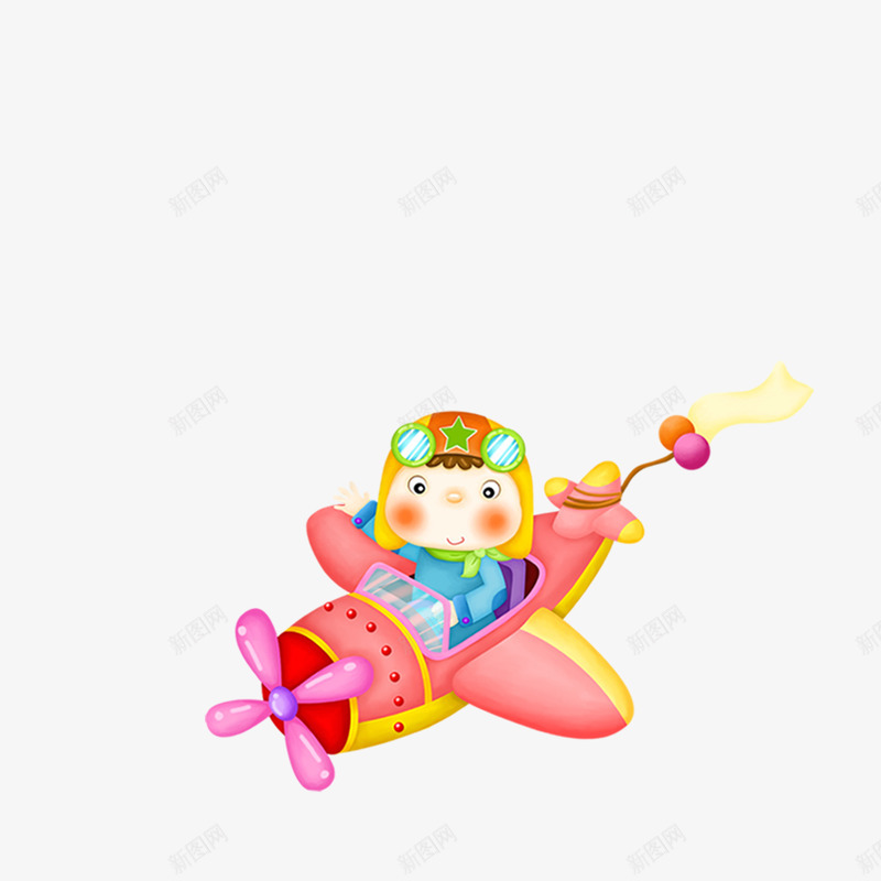 小孩坐飞机png免抠素材_新图网 https://ixintu.com 儿童海报素材 卡通素材 设计素材