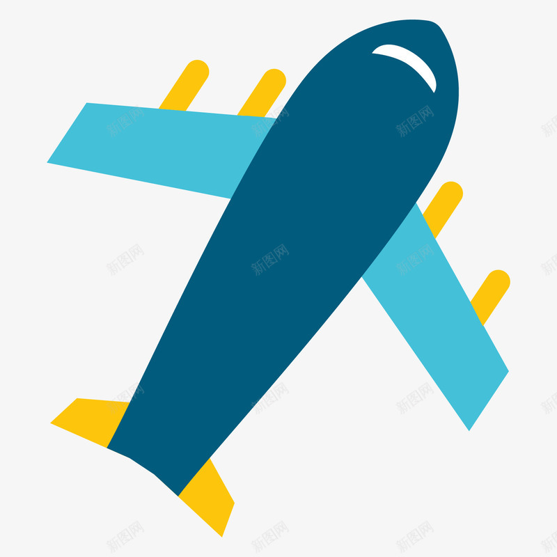 蓝色扁平化飞机元素图标png_新图网 https://ixintu.com 卡通图标 圆角 扁平化 航线 蓝色 起飞 飞机