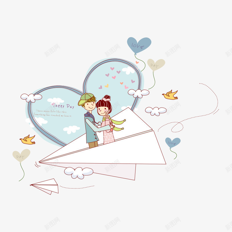 纸飞机上的爱情png免抠素材_新图网 https://ixintu.com 小鸟 恋爱 折纸飞机 爱心 爱情 白色 纸飞机