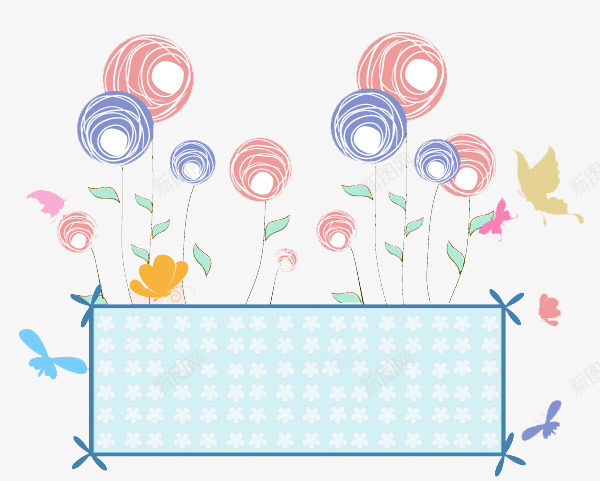 棒棒糖边框png免抠素材_新图网 https://ixintu.com 小鸟 棒棒糖 粉色 花朵 蓝色 边框