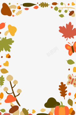 手绘创意秋天丰收边框素材