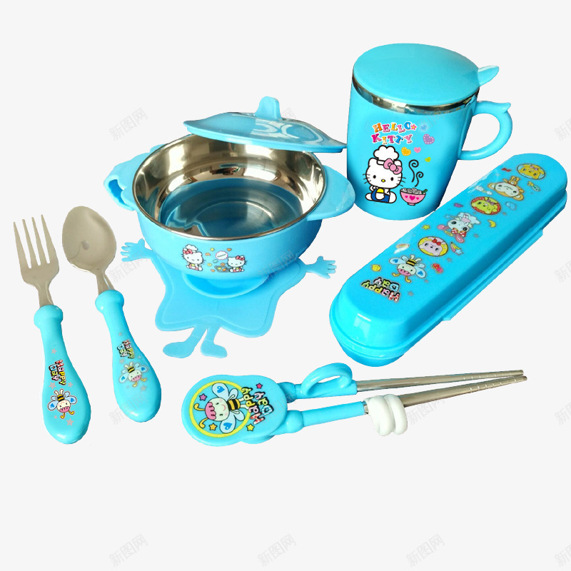 儿童餐具组合套装png免抠素材_新图网 https://ixintu.com 产品实物图 儿童 卡通 组合套装 餐具