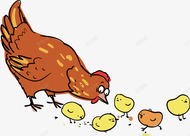 卡通动物png免抠素材_新图网 https://ixintu.com 人偶玩具 卡通动物 卡通手绘 可爱 母鸡 装饰 鸡群