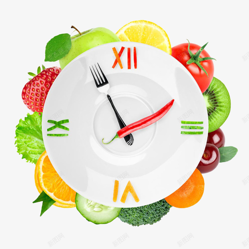 水果蔬菜组合的时钟png免抠素材_新图网 https://ixintu.com 水果 组合的时钟素材 蔬菜