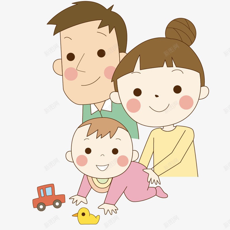 幸福的卡通一家人png免抠素材_新图网 https://ixintu.com 一家子 人物 儿子 卡通人物 妈妈 婴儿 爸爸 玩具