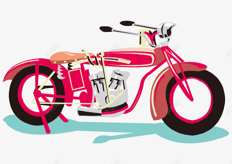 卡通手绘红色酷炫摩托车矢量图ai免抠素材_新图网 https://ixintu.com 卡通的交通工具 手绘的摩托车 矢量的摩托车 红色的摩托车 酷炫的摩托车 矢量图