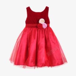儿童红色唯美纱裙素材