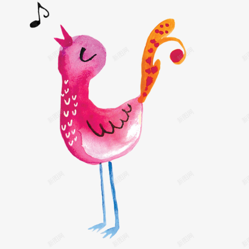 水彩绘唱歌的鸟png免抠素材_新图网 https://ixintu.com 动物 卡通 唱歌 小鸟 彩绘 手绘 水彩