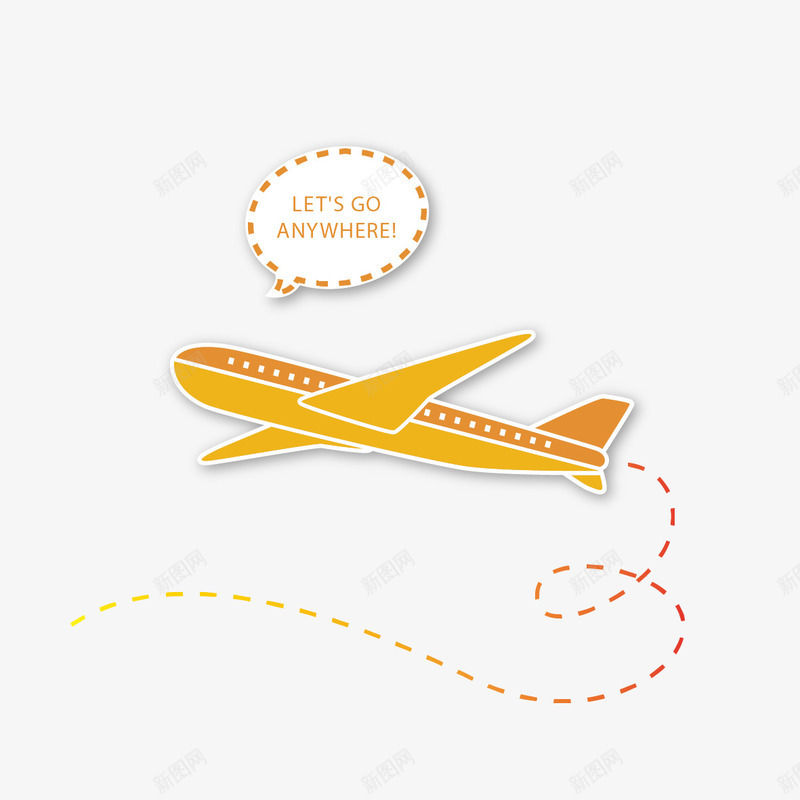 飞机和虚线png免抠素材_新图网 https://ixintu.com 矢量飞机 虚线 飞机