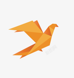 纸折的橙色鸽子矢量图高清图片