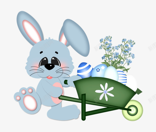 兔子推蛋png免抠素材_新图网 https://ixintu.com 兔子 卡通兔子 卡通推车 卡通鸡蛋 推车 鸡蛋