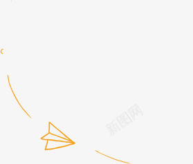 手绘黄色线条小飞机png免抠素材_新图网 https://ixintu.com 线条 飞机 黄色