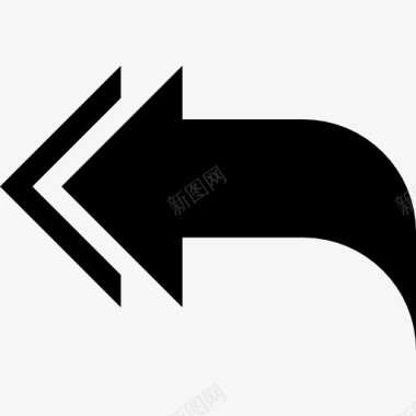 箭头与弯曲的尖端指向左图标图标