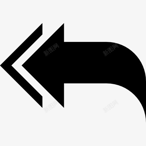 箭头与弯曲的尖端指向左图标png_新图网 https://ixintu.com 弯曲的箭头 曲线 箭头