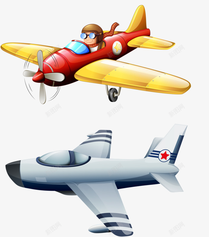 飞机和飞行员png免抠素材_新图网 https://ixintu.com 卡通 好看 彩色 手绘 飞行员