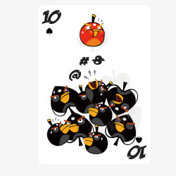 扑克花色黑色小鸟堆积矢量图素材