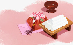 传统年糕韩国传统插画高清图片