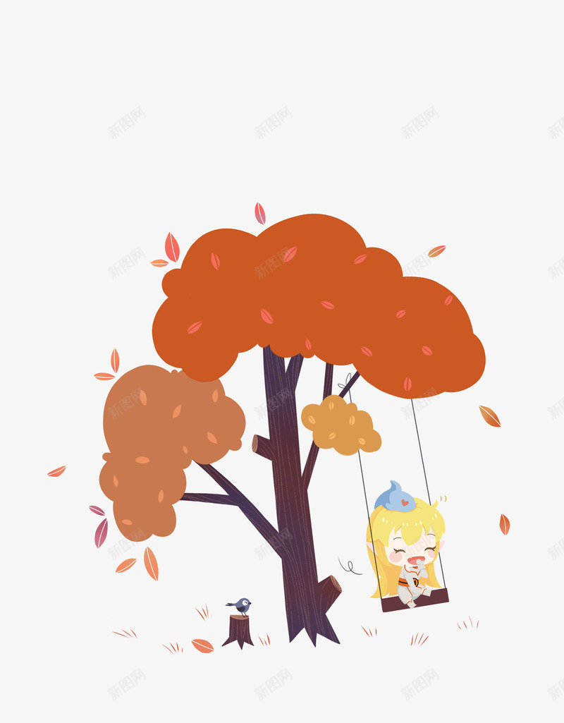 卡通涂鸦秋天植物树木png免抠素材_新图网 https://ixintu.com 卡通 树木 植物 涂鸦 秋天
