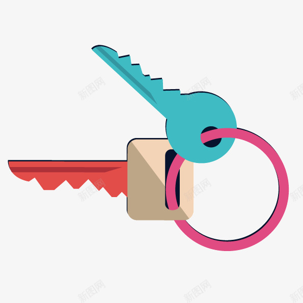 卡通钥匙png免抠素材_新图网 https://ixintu.com key 开锁工具 撞色组合 普通钥匙 生活用具