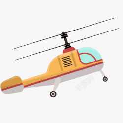 卡通黄色的直升飞机矢量图素材