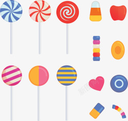 彩色的棒棒糖儿童糖果矢量图素材