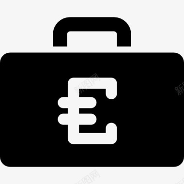欧元在一个手提箱图标图标