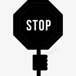 停止信号手举着一个停车标志图标高清图片