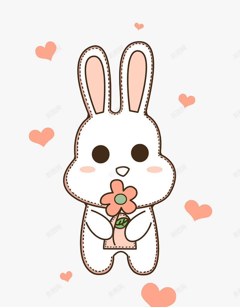 手捧鲜花的兔子png免抠素材_新图网 https://ixintu.com PNG图片 免扣 小兔子 鲜花