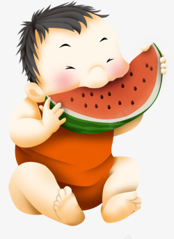 男孩吃西瓜夏天红色吃西瓜的小男孩高清图片