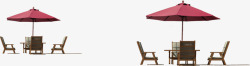 红色夏季遮阳伞桌子素材